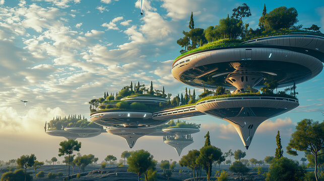 Sustainable Futuristic City Architecture. Innovative Green Design Addressing Ecology, Climate Change, Overpopulation. Smart Urban Solutions, Technology for Good, Nature, Wellness and Biodiversity 