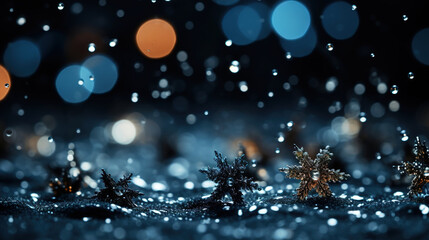 Fototapeta na wymiar Glittering snowflakes Blue Background