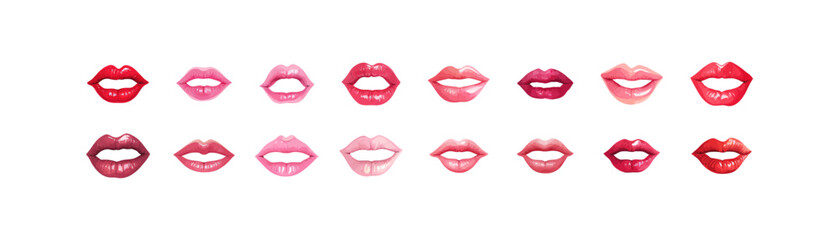 Red lips female set. Vector illustration design.