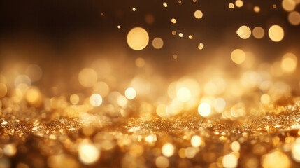 Golden particles and sprinkles for a holiday celebration like christmas or new year. shiny golden lights.