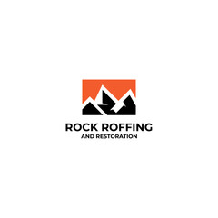 home roof maintenance logo design with roof and mountain elements