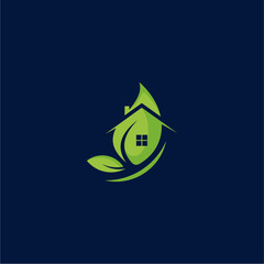 energy saving house logo design leaf house logo design natural house logo design