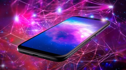 Digital galaxy nexus cosmic elements blend with technological nodes, vast and awe-inspiring abstract background, expansive possibilities of digital realms