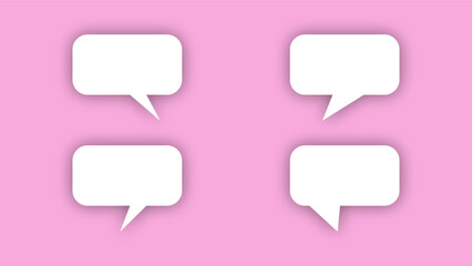 white speech bubble shape with purple pink pastel background. space for text. abstract blank area for rill text of font.