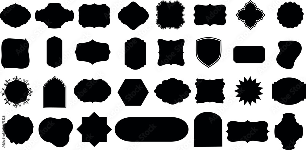 Wall mural frame vector set, black silhouette of frames in various shapes. ideal for elegant, vintage-style des