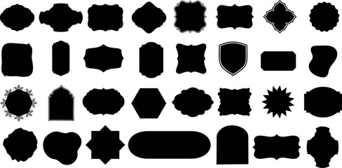 frame Vector set,  black silhouette of  frames in various shapes. Ideal for elegant, vintage-style design, invitations, labels. High-quality illustration