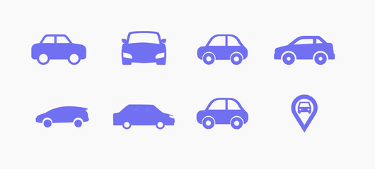 A set of car icons, personal cars