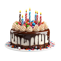 Happy birthday cake on white background