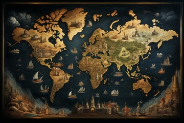 Vintage old world map background.