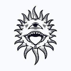 god of devil illustration logo template, tattoo design, printing etc