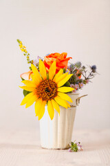 Colorful flowers in ceramic pot