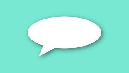 white speech bubble shape with green pastel background. space for text. abstract blank area for rill text of font.