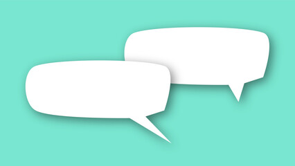 white speech bubble shape with green pastel background. space for text. abstract blank area for rill text of font.