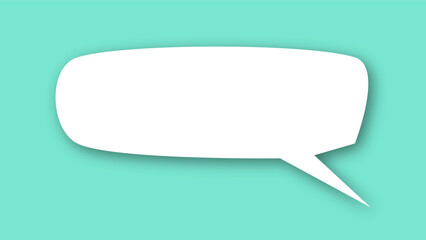 white speech bubble shape with green pastel background. space for text. abstract blank area for rill text of font.