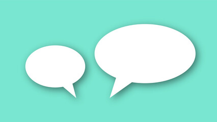 white speech bubble shape with green pastel background. space for text. abstract blank area for rill text of font.