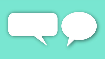 Fototapeta premium white speech bubble shape with green pastel background. space for text. abstract blank area for rill text of font.