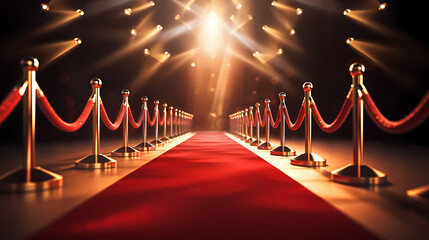 Luxurious and elegant red carpet staircase, holiday awards ceremony event