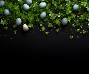 Cress, Easter eggs, Easter, space for text, top view 