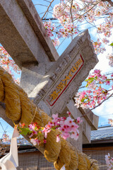 Tatsumi Daimyojin Shrine situated nearby Tatsumu bashi bridge in Gion district in Kyoto, Japan