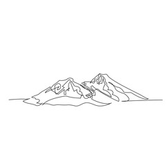 Mountain continuous one line drawing outline vector illustration