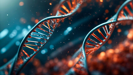 DNA Under Microscope, Genetic and Gene Concept - obrazy, fototapety, plakaty