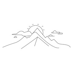 Mountain continuous one line drawing outline vector illustration