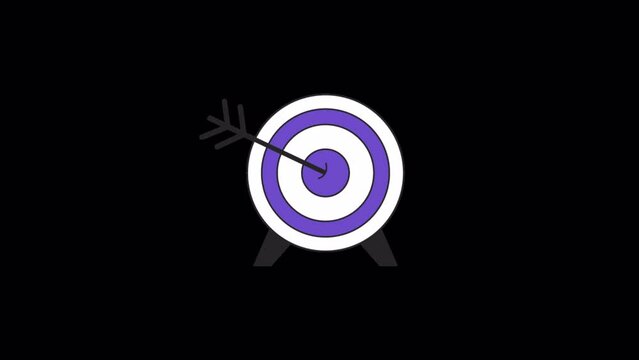 Bow arrow target line 2D object animation. Achievement bullseye flat color cartoon 4K video, alpha channel. Determined ambition. Accuracy business goal aim animated item on transparent background