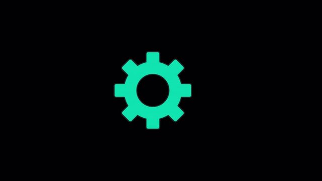 Mint green gear line 2D object animation. Sustainable development. Eco-friendly process flat color cartoon 4K video, alpha channel. Configuration cogwheel animated item on transparent background