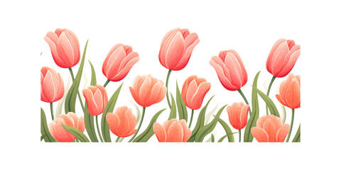 Tulip spring seamless pattern. Vector illustration design.