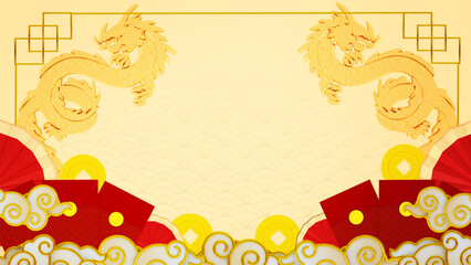 Happy chinese new year for space for message Isolated in background. 3D illustration, 3D rendering	
