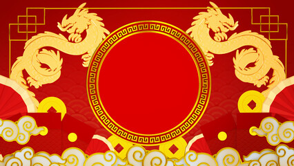 Happy chinese new year for Party and Celebrations With Space for Message Isolated in background. 3D illustration, 3D rendering	