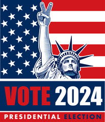 2024 United States Presidential Election - concept with Liberty Statue	 - 716482973