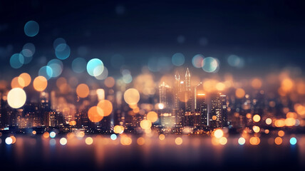 abstract background bokeh city, night blurred background glowing lights of the metropolis - obrazy, fototapety, plakaty
