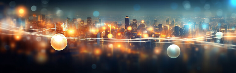 abstract background bokeh city, night blurred background glowing lights of the metropolis - obrazy, fototapety, plakaty