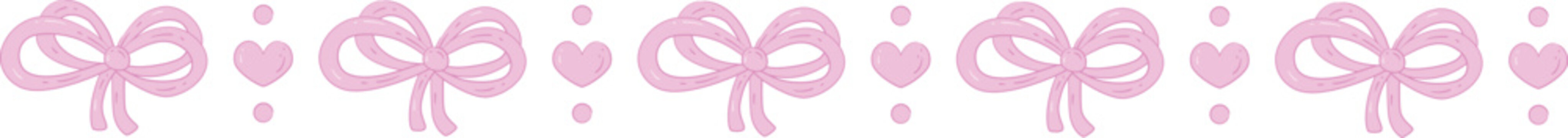 Cute Aesthetic Ribbon with Hearts Border