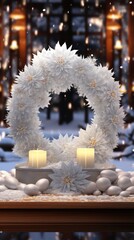 Fototapeta na wymiar Snow winter wreath decoration UHD wallpaper