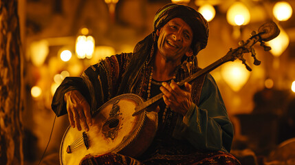 Gnawa Musician in Moroccan Medina