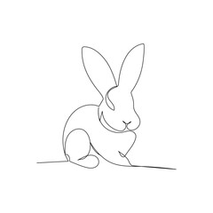 Rabbit continuous one line drawing outline vector illustration

