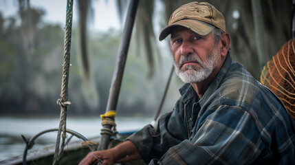 Obraz premium Gritty shrimp boat captain