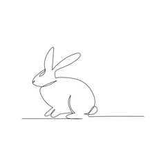 Rabbit continuous one line drawing outline vector illustration
