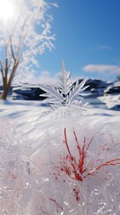 Snowflakes on windy hill by snowcoverd tree UHD wallpaper