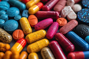 Healthy capsules and pill embodying essence of medicine and drug for health medication and vitamins navigating complexities of addiction and pharmacy prescription tools disease