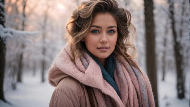 beautiful woman in a winters landscape