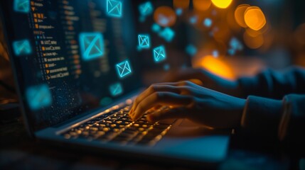 Spam Emails concept messages sent over the internet, typically to a large number of users, for advertising, phishing