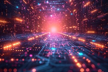 Fototapeta premium Abstract Colourful Wave Background, Data Transfer concept. Generative AI