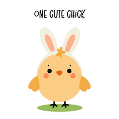 Obraz na płótnie Canvas Cute easter chick. Happy Easter vector illustration.