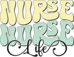 Retro Groovy Doctor Sublimation Typographic Design. Bold Colorful Wavy Graphics on White Background for Nurse and Medical Student Apron Printing.