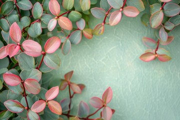 Сrowberry leaves on a pastel background