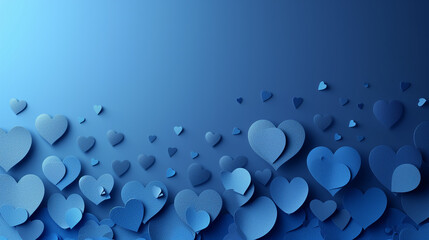 Abstract blue heart background with light and dark shades - obrazy, fototapety, plakaty