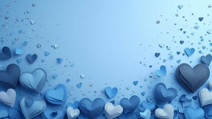 Abstract blue heart background with different shades of blue